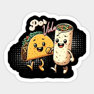 Taco & Burrito, BFFs Por Vida | Chicano art Sticker